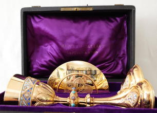 Solid silver gilt antique French Gothic Chalice.